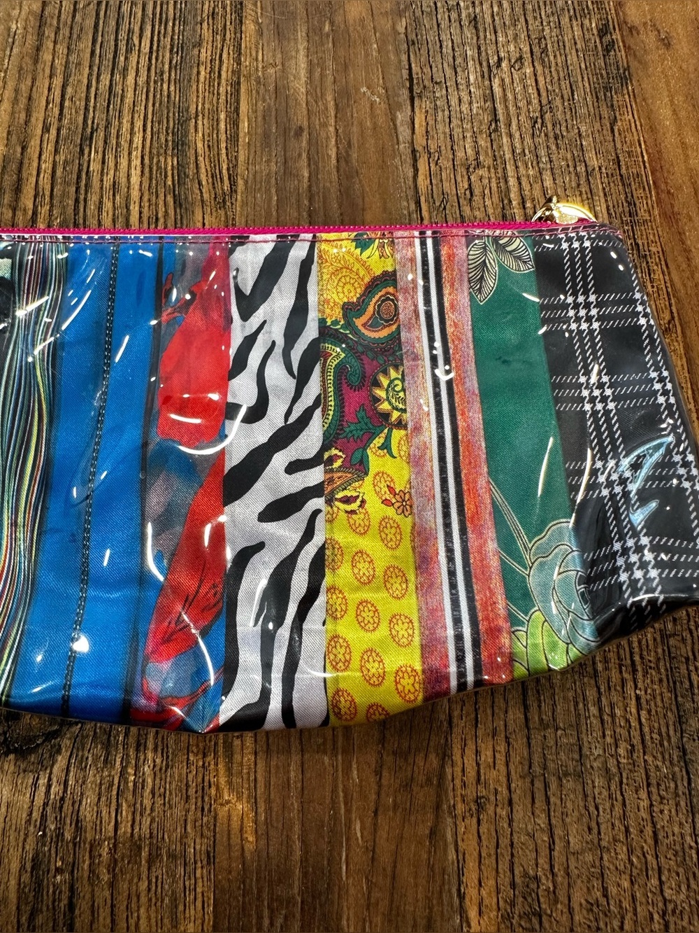 Colorful Striped Multi-Print Cosmetic Pouch - Picture 2 of 7